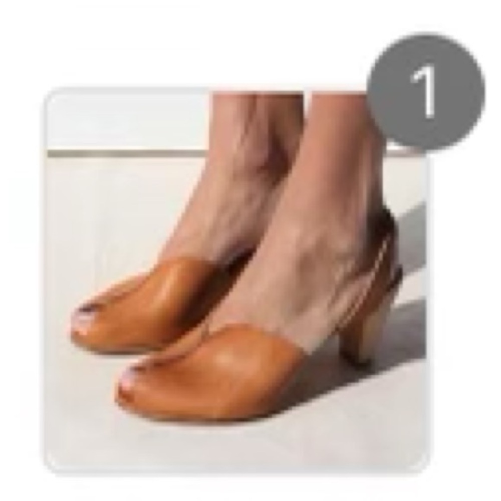 Women’s Tan Leather Peep-Toe Slingback Heels - Picture 3 of 5